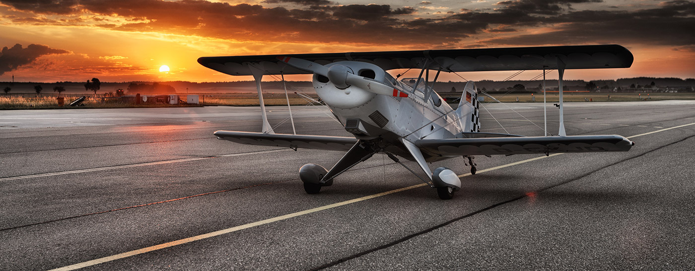 Sunset over runway