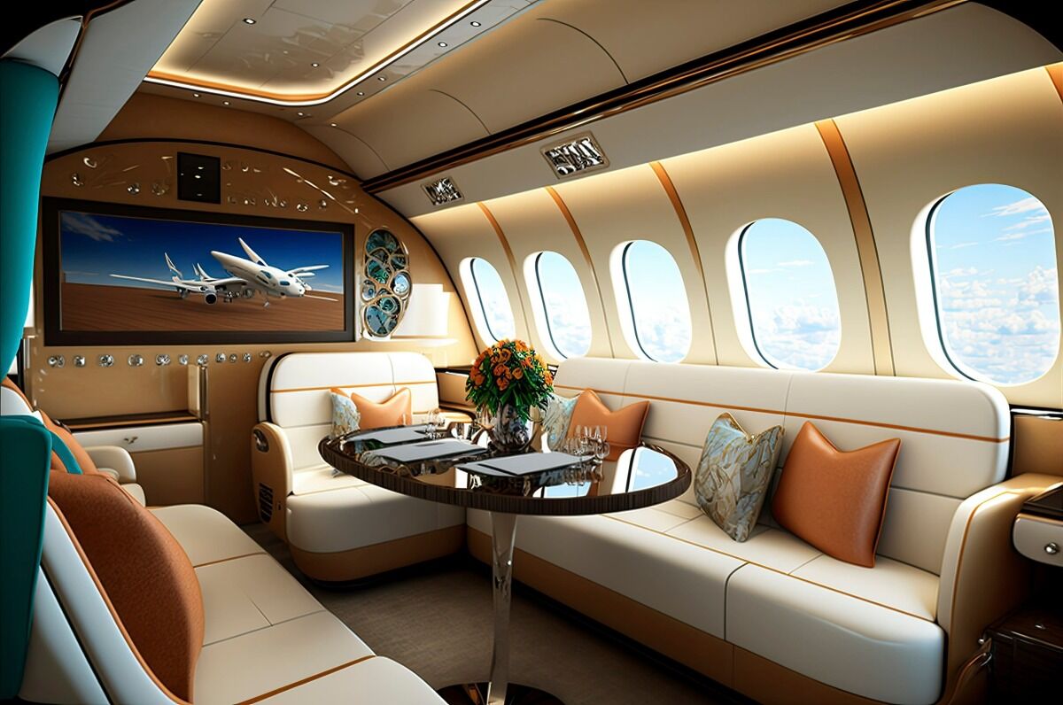 international flight tips: beautiful private jet interior